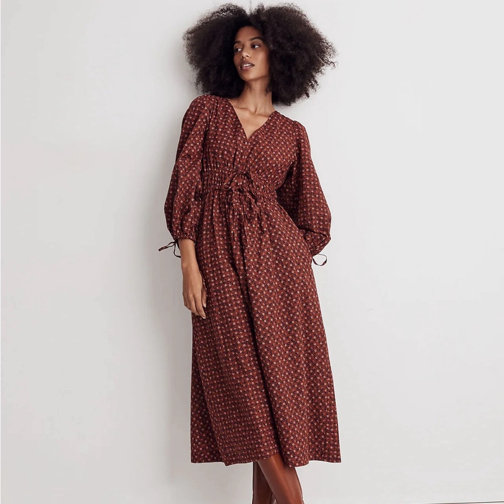 Sophia Tie-Front Midi Dress in Teaberry Floral